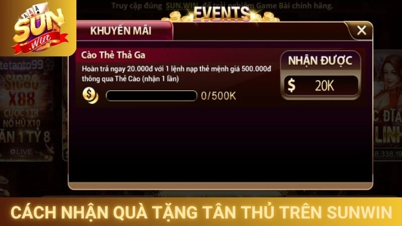 Cách nhận mã quà tặng tân thủ trên Sunwin