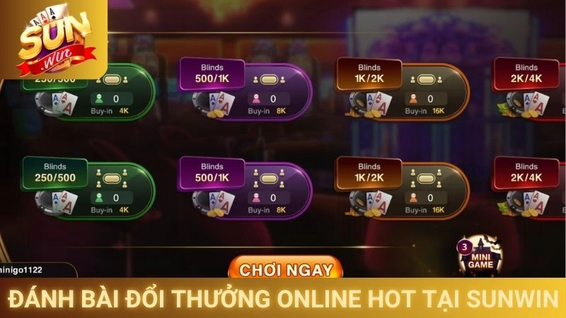 Trò chơi đánh bài đổi thưởng online hot tại Sunwin