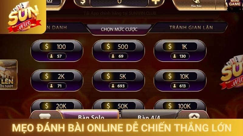 Mẹo đánh bài online dễ chiến thắng lớn
