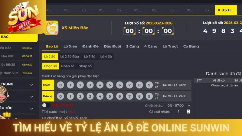Tìm hiểu về tỷ lệ ăn lô đề online Sunwin